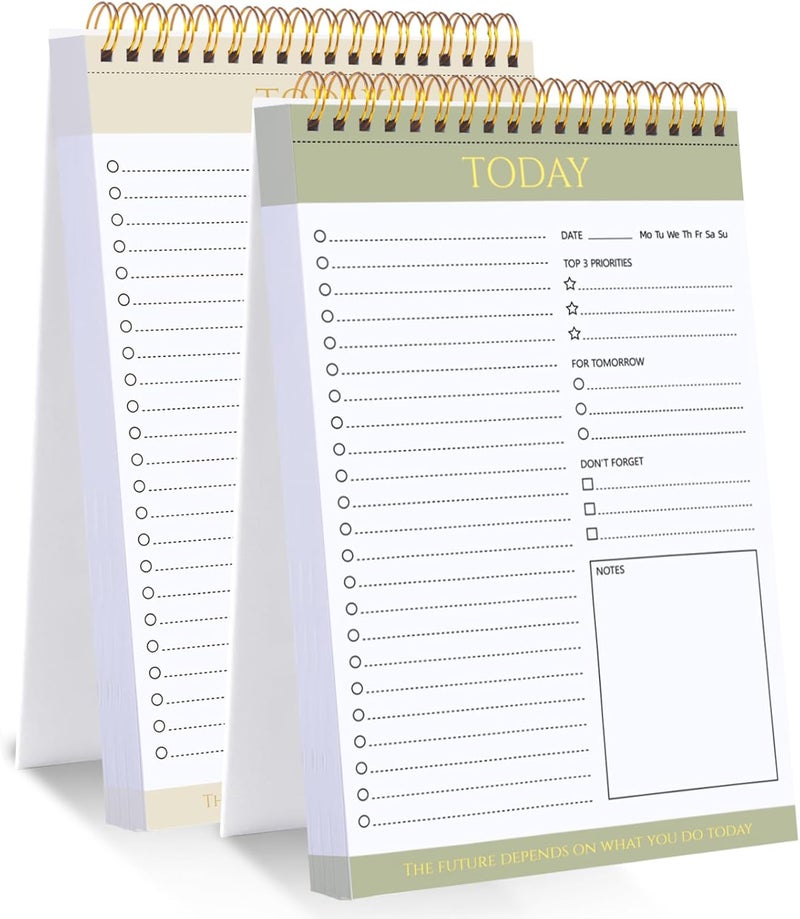 Thboxes 2 Packs To Do List Notepad, Totally 208 Pages To Do List Notebook A5 Undated Daily Planner Notepad with Transparent Cover and Task Checklist Home Office School Supplies, Simple Style - Image 1